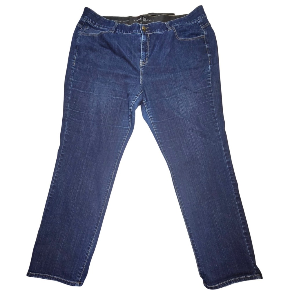 Lane Bryant T3 Tummy Taming Tech Straight Leg‎ Jeans Dark Wash Blue Size 26 Reg
